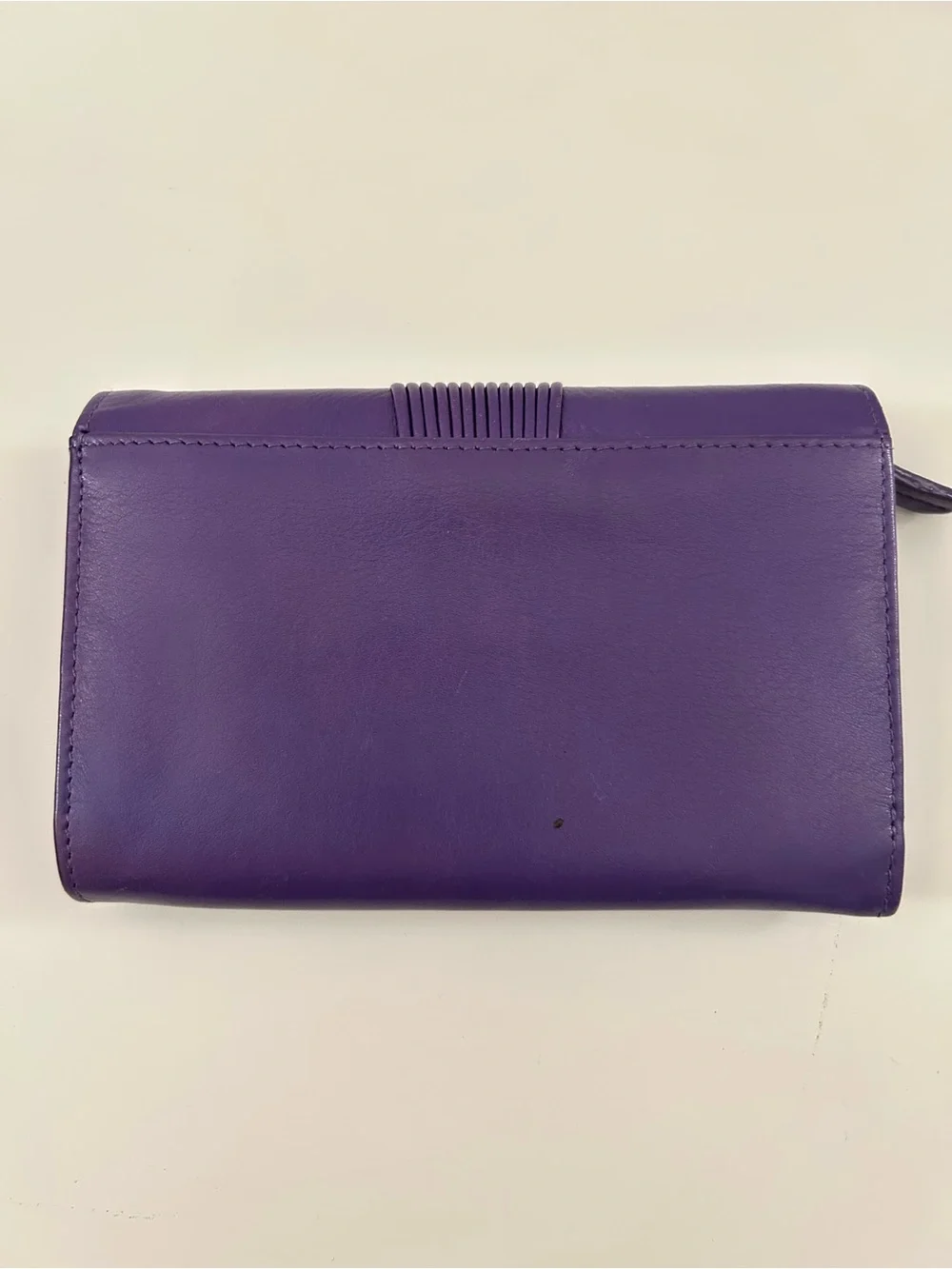 Purple Pleated Genuine Leather Fold Wallet